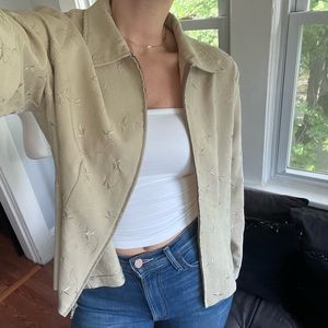 JKLA Beige Embroidered Floral Jacket Size 14